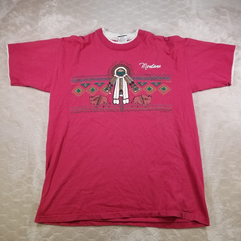 VTG 1992 Lifestyles Montana American Indian Destination Travel Shirt XL Signal